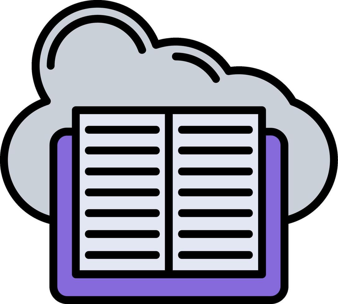 Cloud Library Line Filled Icon vector