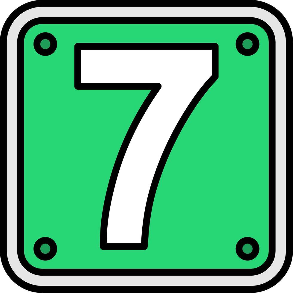 Number 7 Line Filled Icon vector