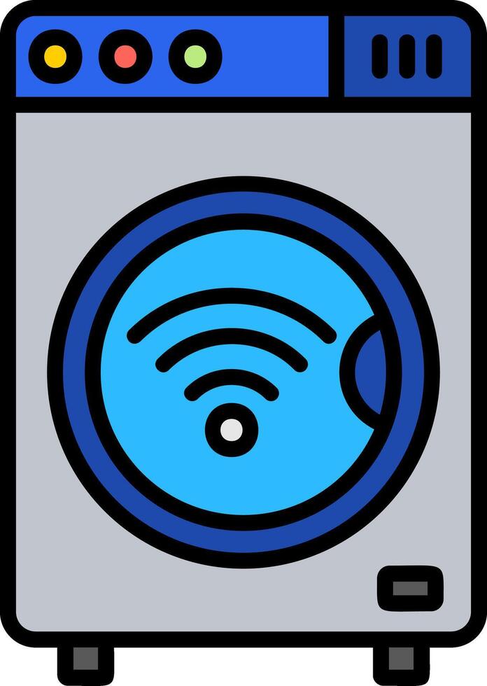 Smart Washing Machine Line Filled Icon vector