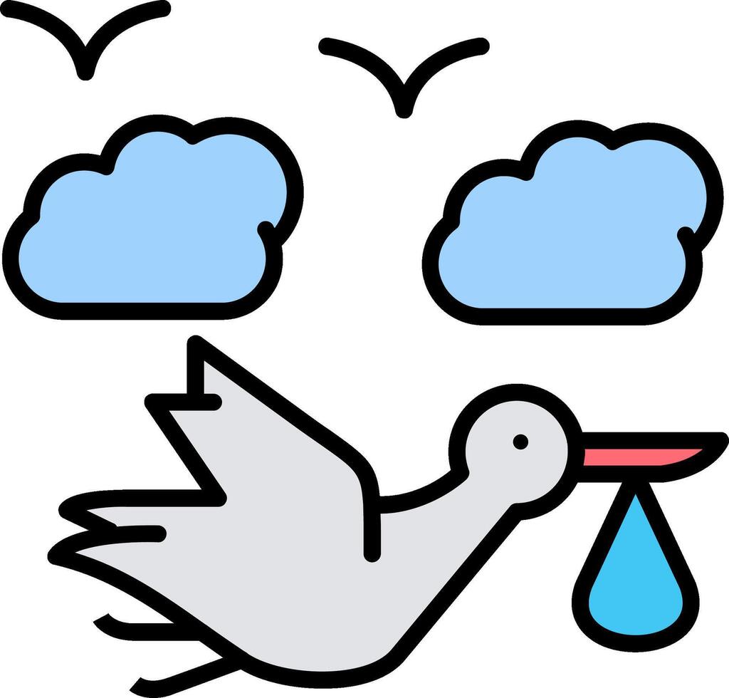 Stork Line Filled Icon vector