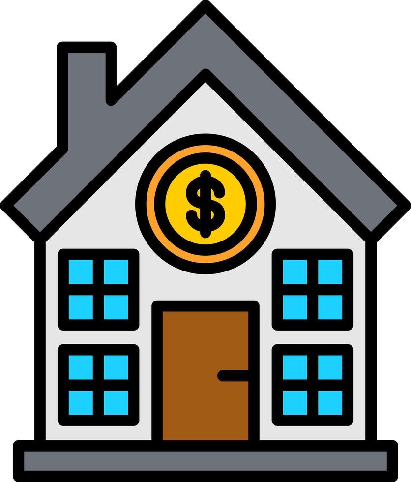 Bank Line Filled Icon vector