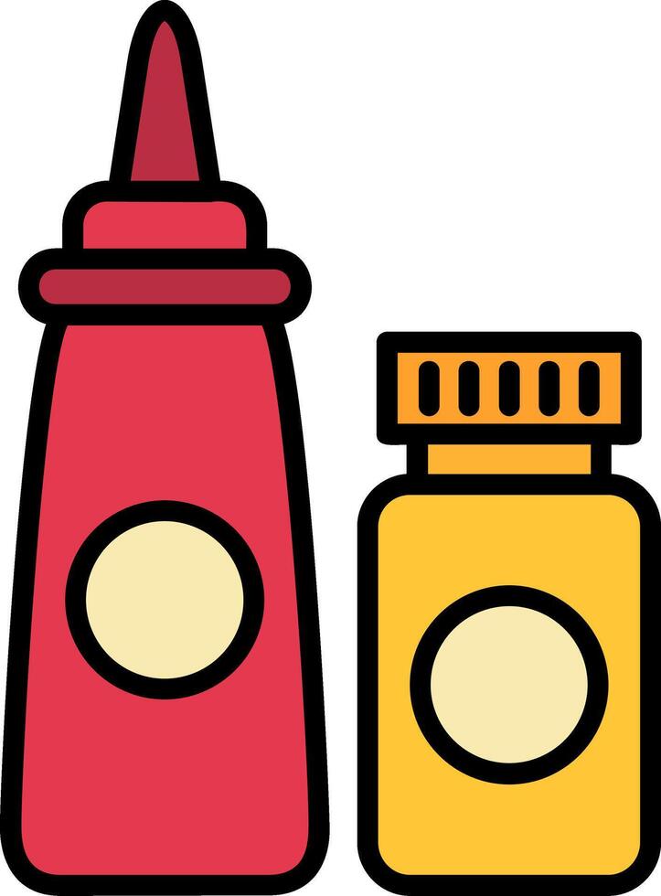 Ketchup Line Filled Icon vector