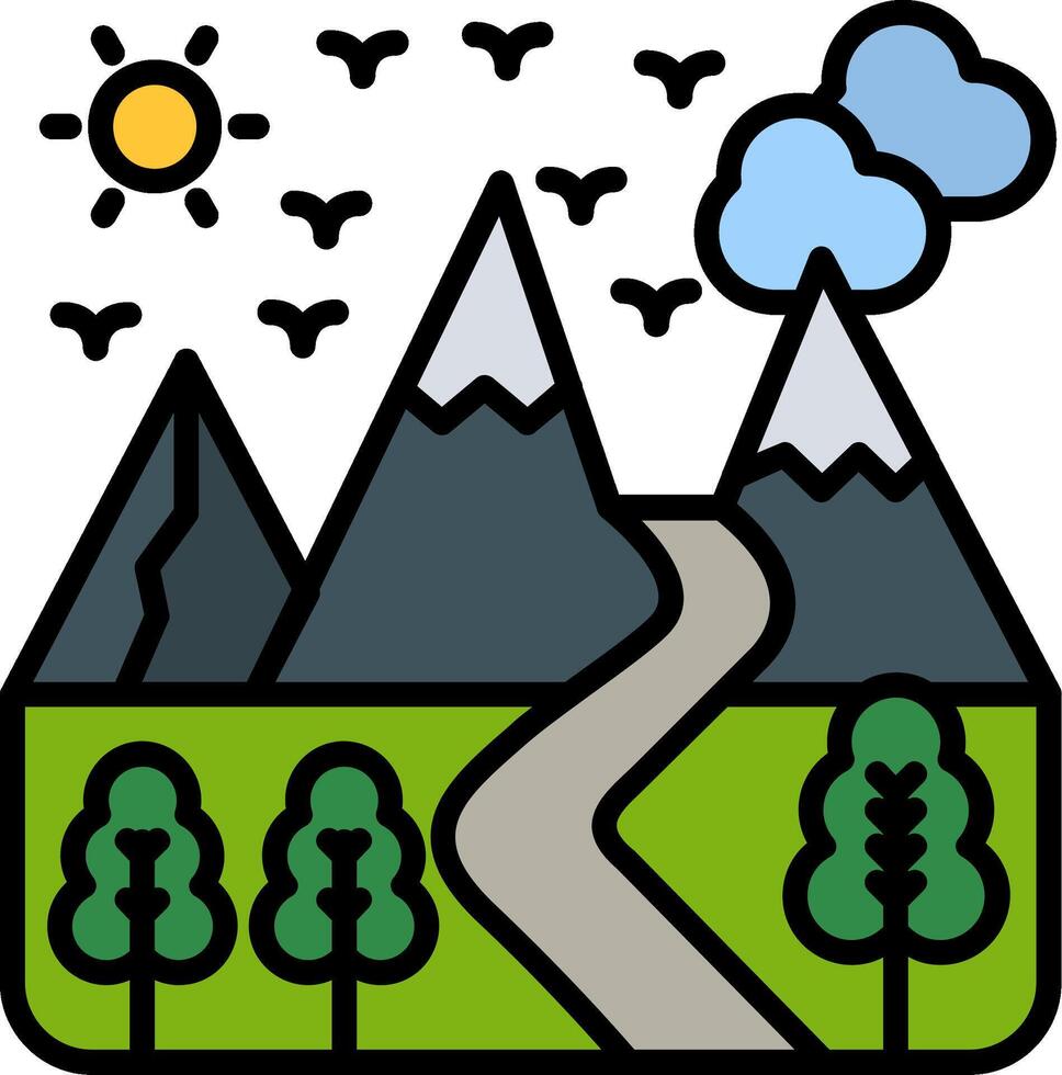 Pathway Line Filled Icon vector