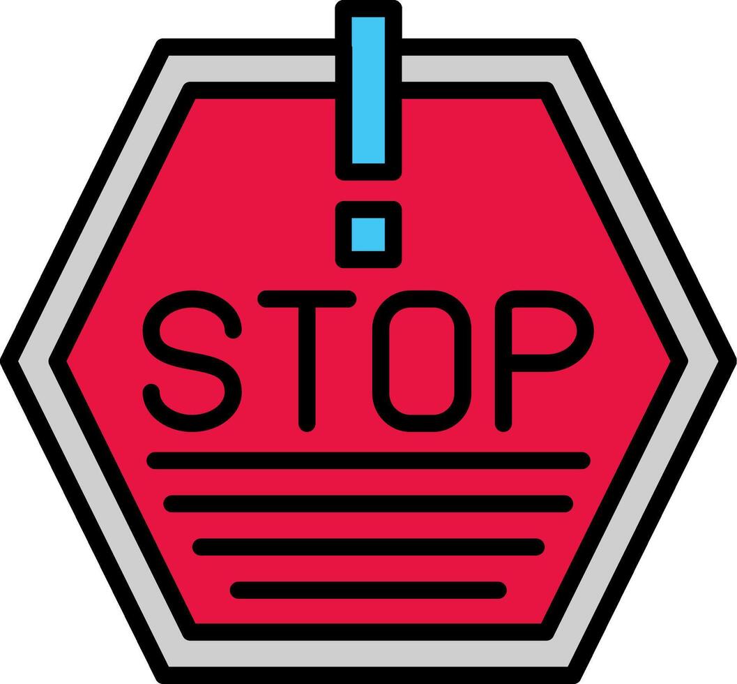 Stop Line Filled Icon vector