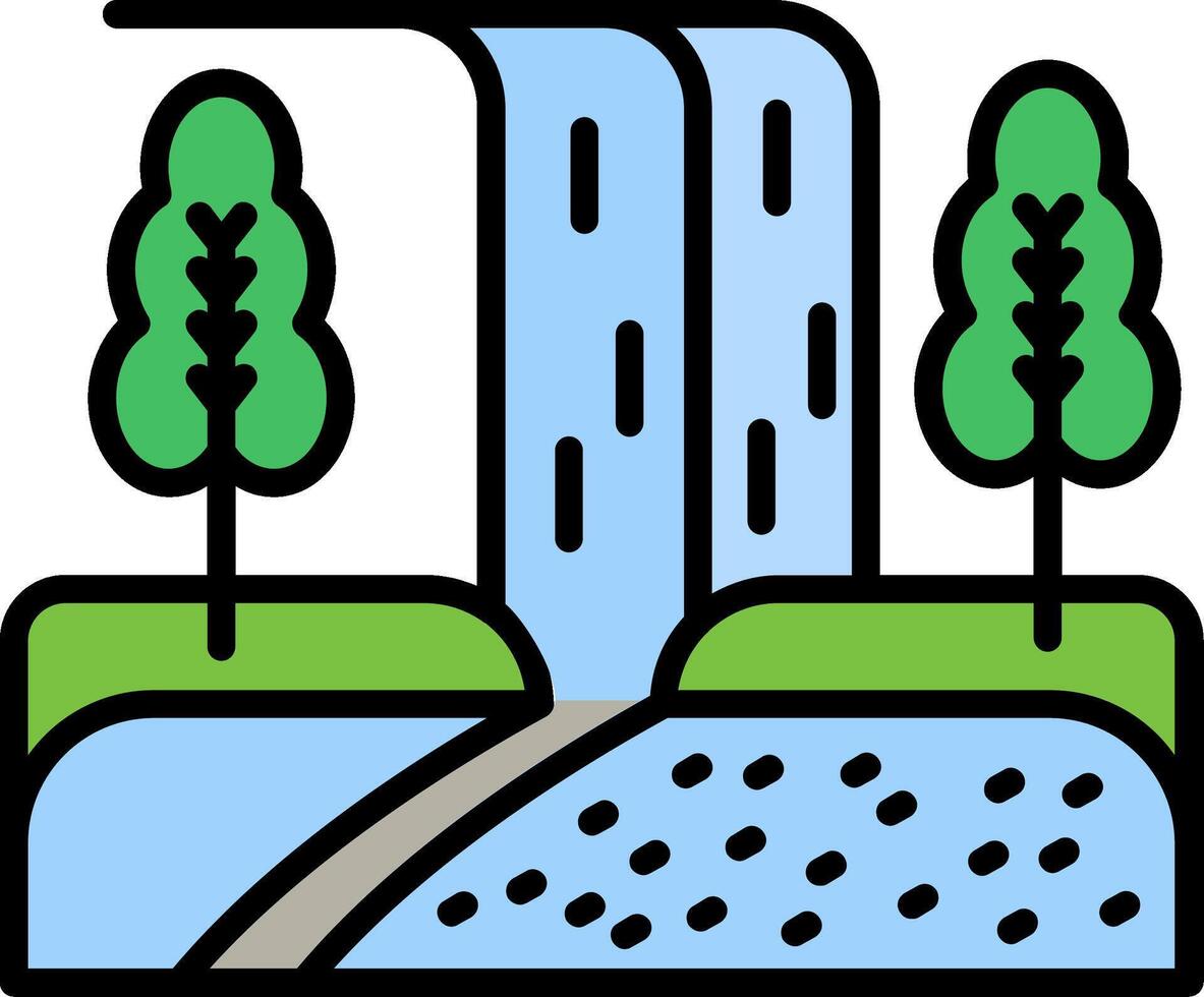 Waterfall Line Filled Icon vector