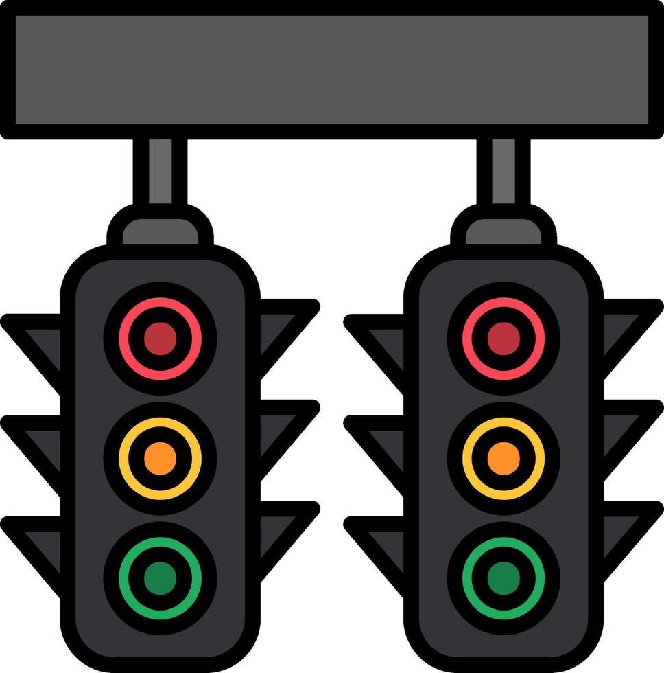 Traffic Lights Line Filled Icon vector