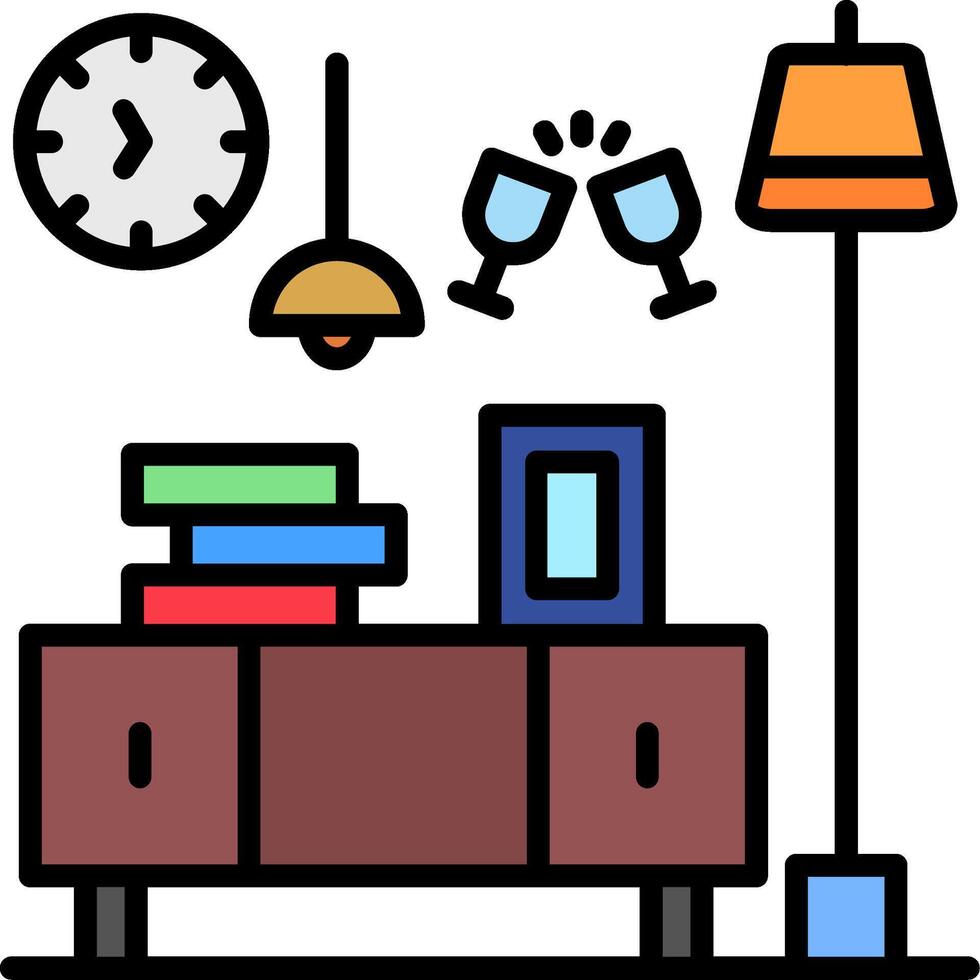 Sideboard Line Filled Icon vector