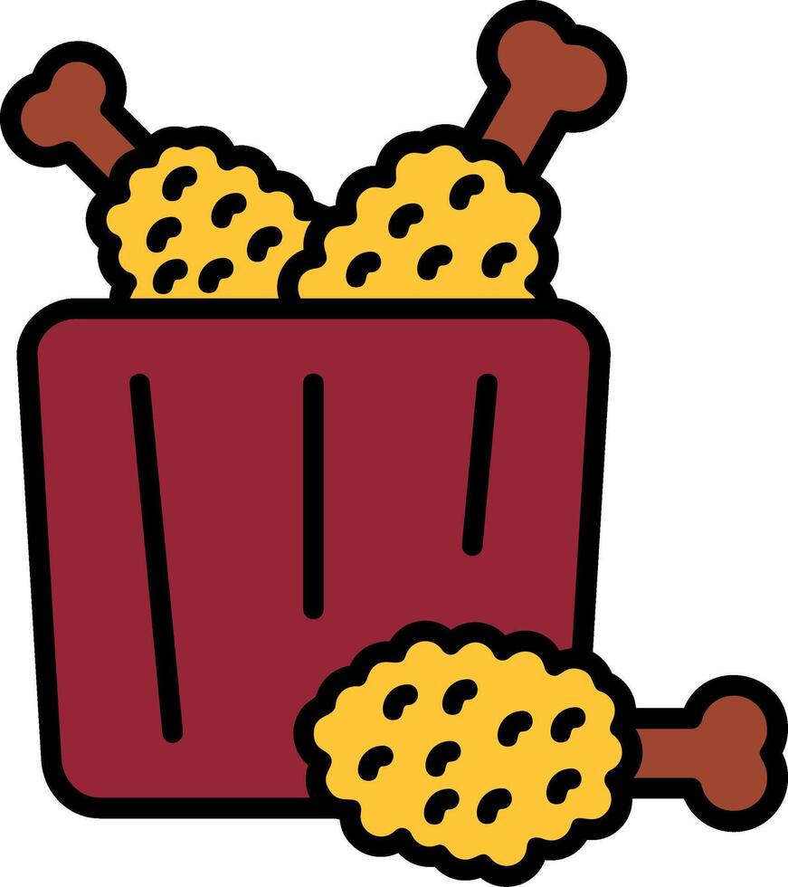 Fried Chicken Line Filled Icon vector