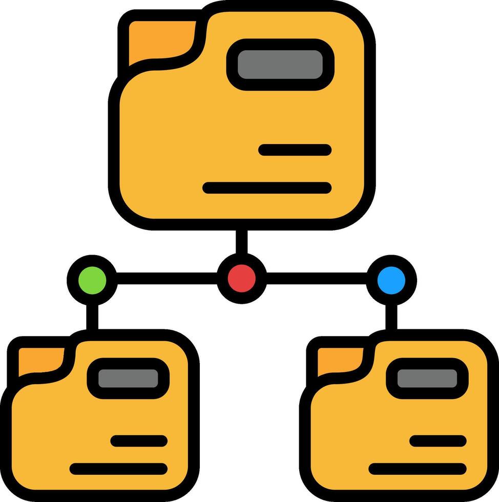 Folder Network Line Filled Icon vector