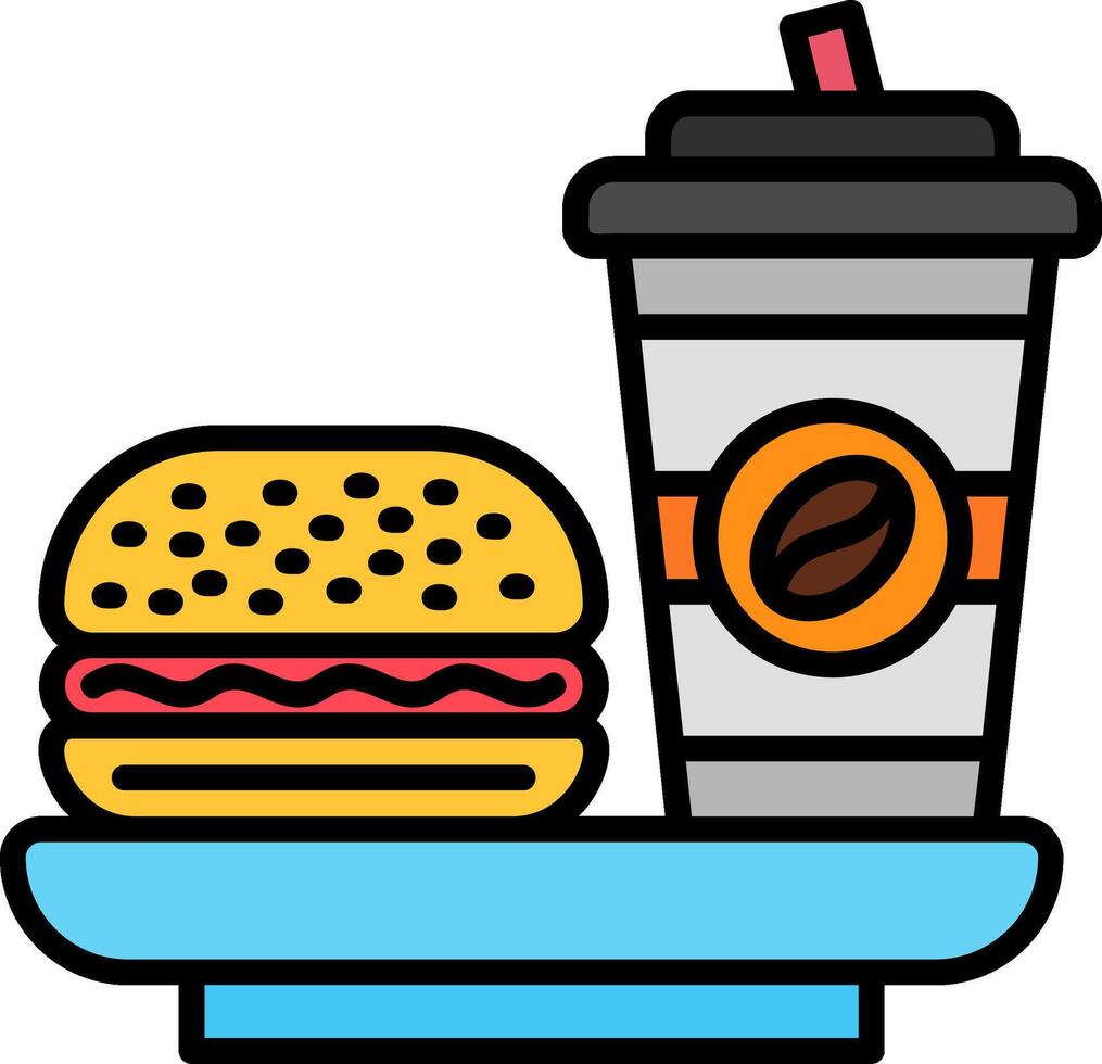 Fast Food Line Filled Icon vector