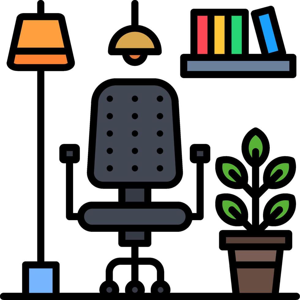 Office Chair Line Filled Icon vector