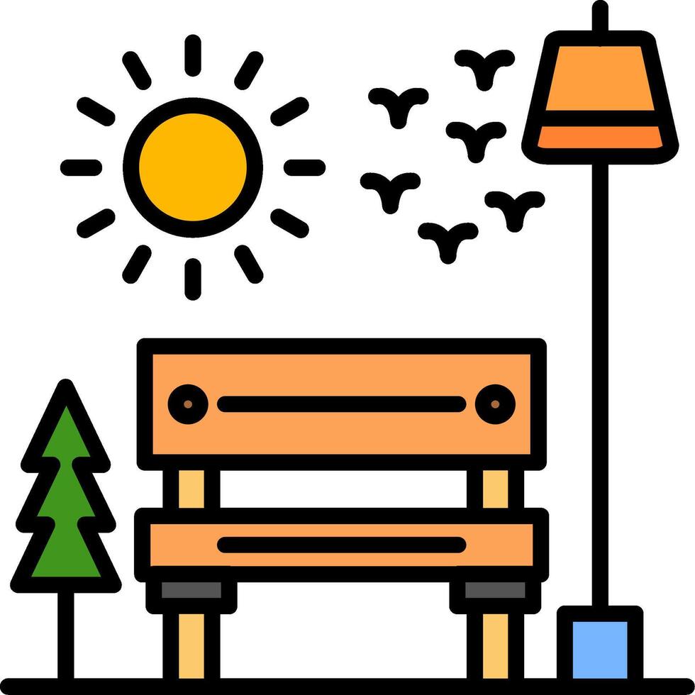 Bench Line Filled Icon vector