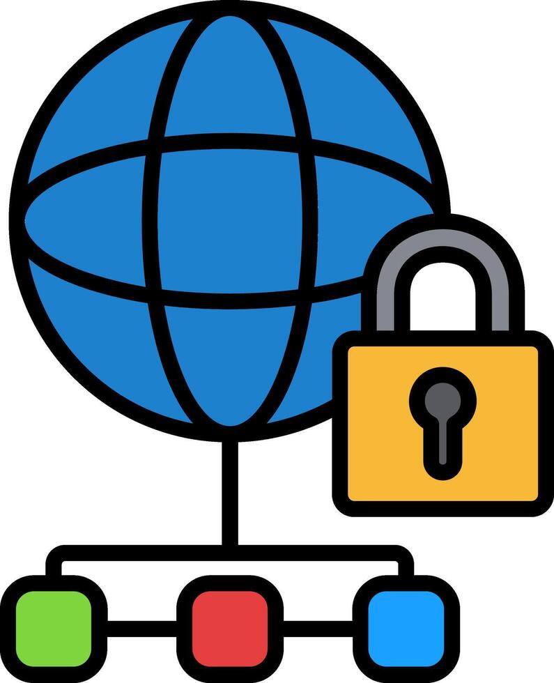 Private Network Line Filled Icon vector