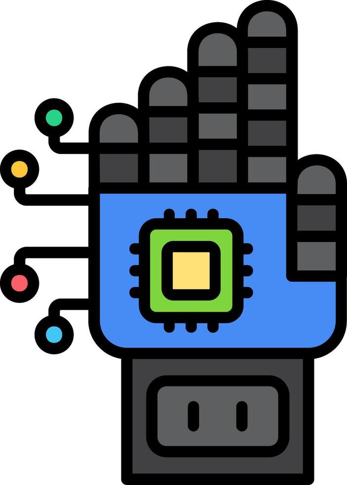 Robotic Hand Line Filled Icon vector