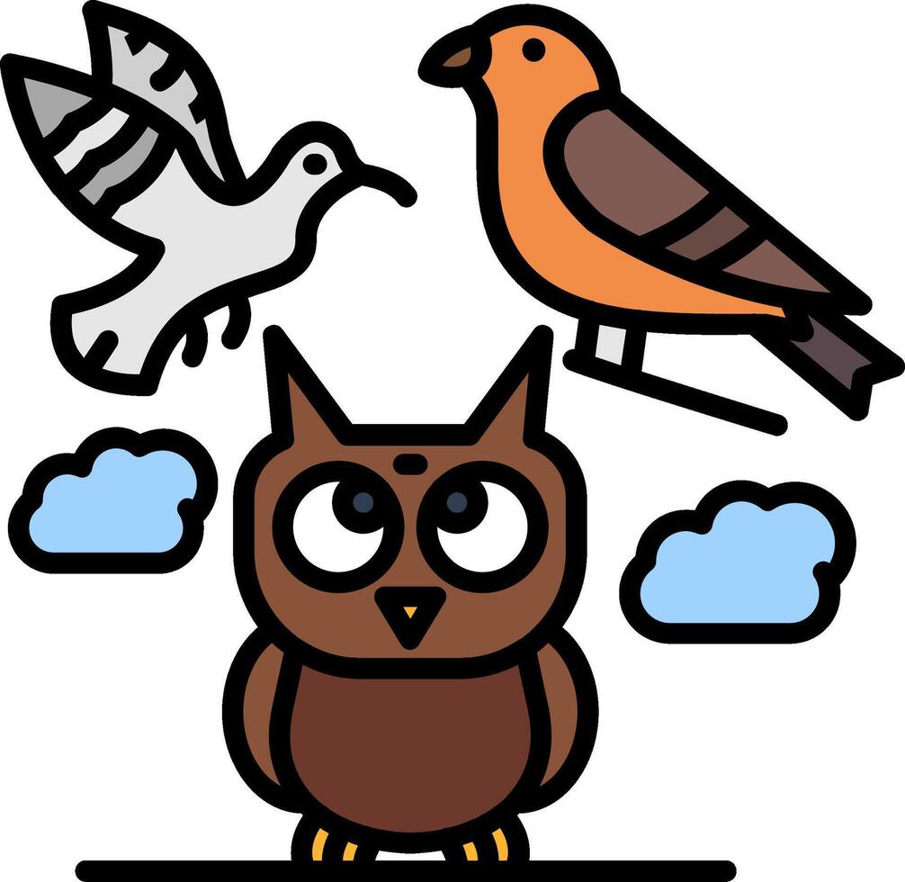 Birds Line Filled Icon vector