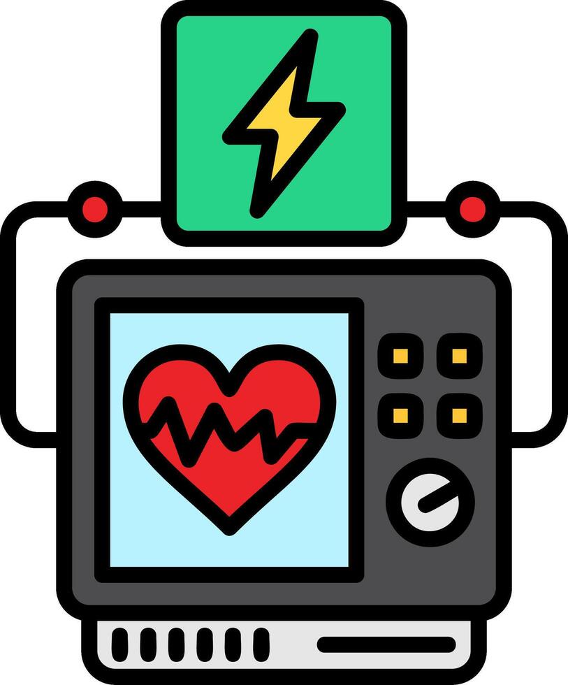 Defibrillator Line Filled Icon vector