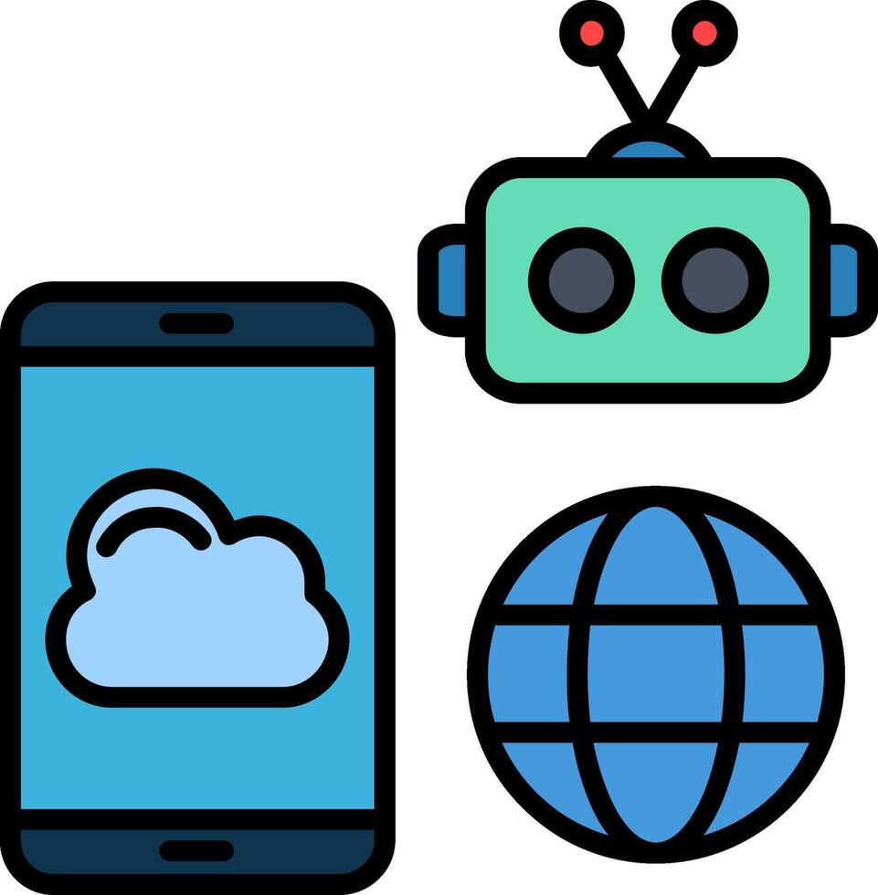 Mobile Cloud Line Filled Icon vector