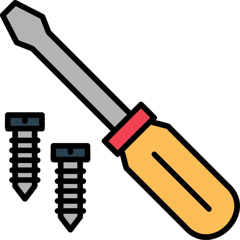 Screwdriver Line Filled Icon vector