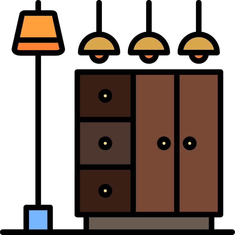 Wardrobe Line Filled Icon vector