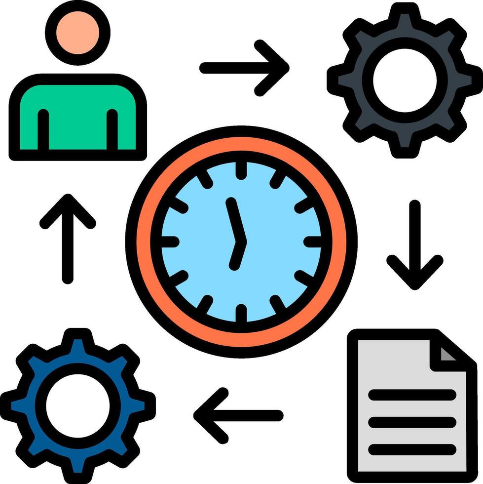 Process Line Filled Icon vector