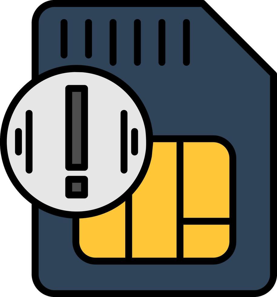 Sim Card Line Filled Icon vector
