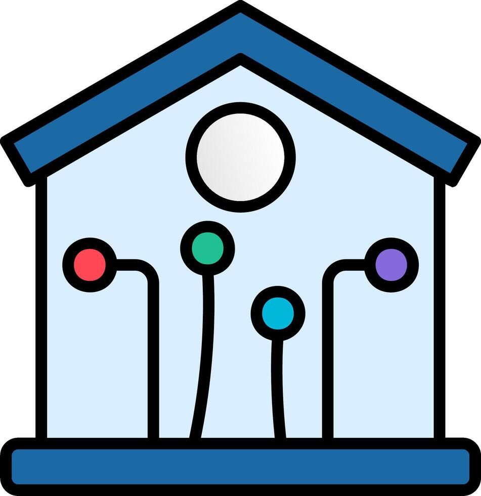 Smart House Line Filled Icon vector