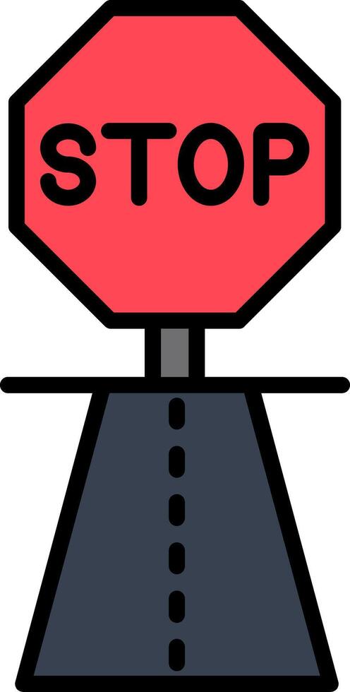 Stop Line Filled Icon vector