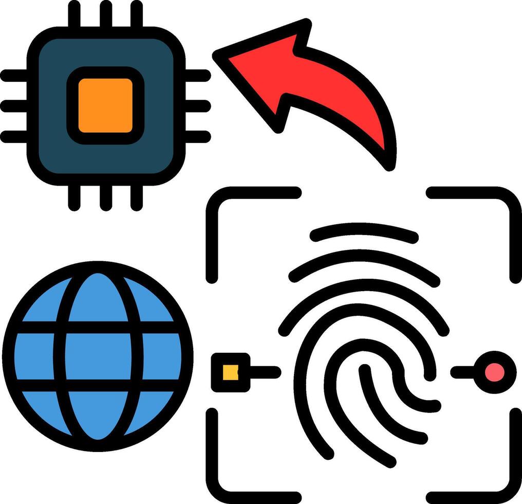 Biometric Line Filled Icon vector