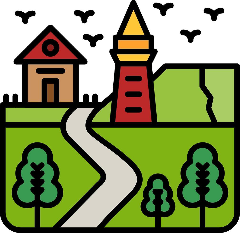 Lighthouse Line Filled Icon vector