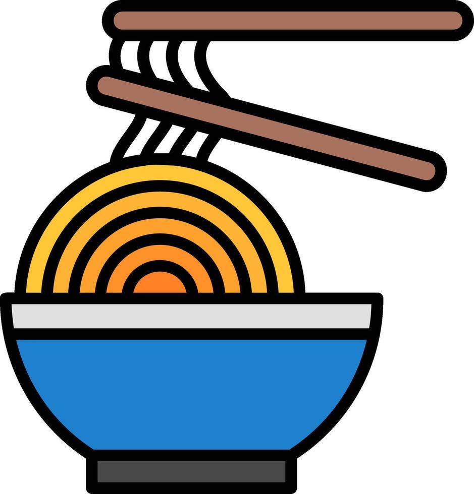 Noodle Line Filled Icon vector