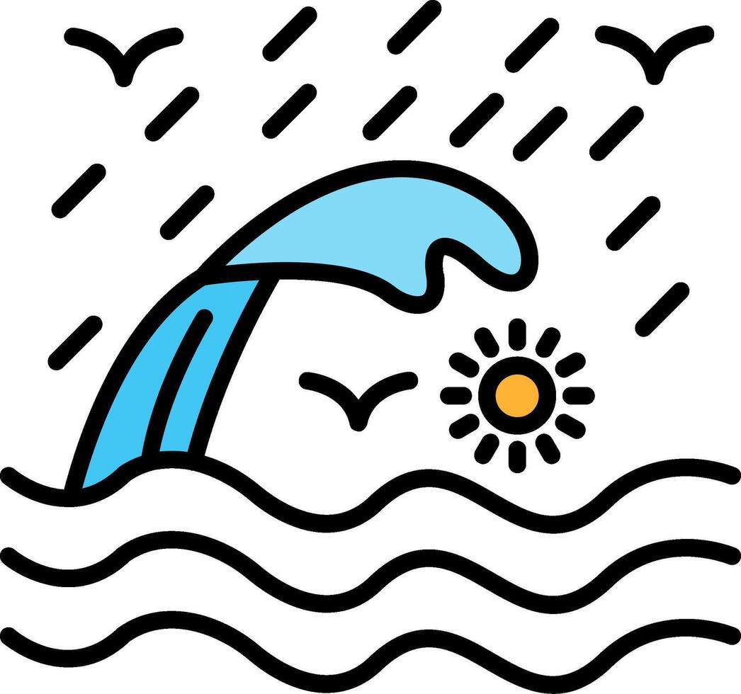 Wave Line Filled Icon vector