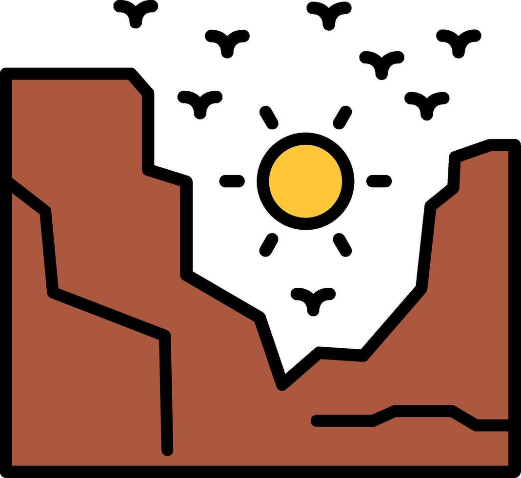 Canyon Line Filled Icon vector