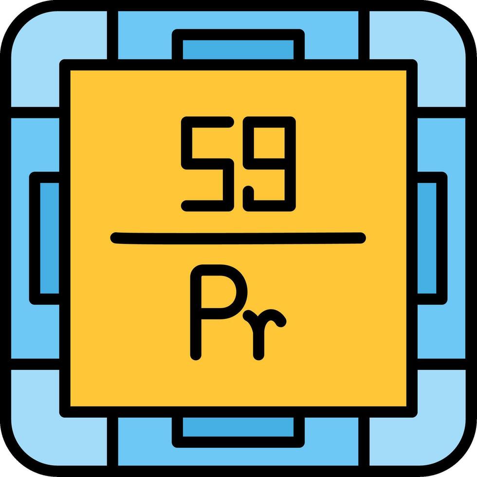 Praseodymium Line Filled Icon vector
