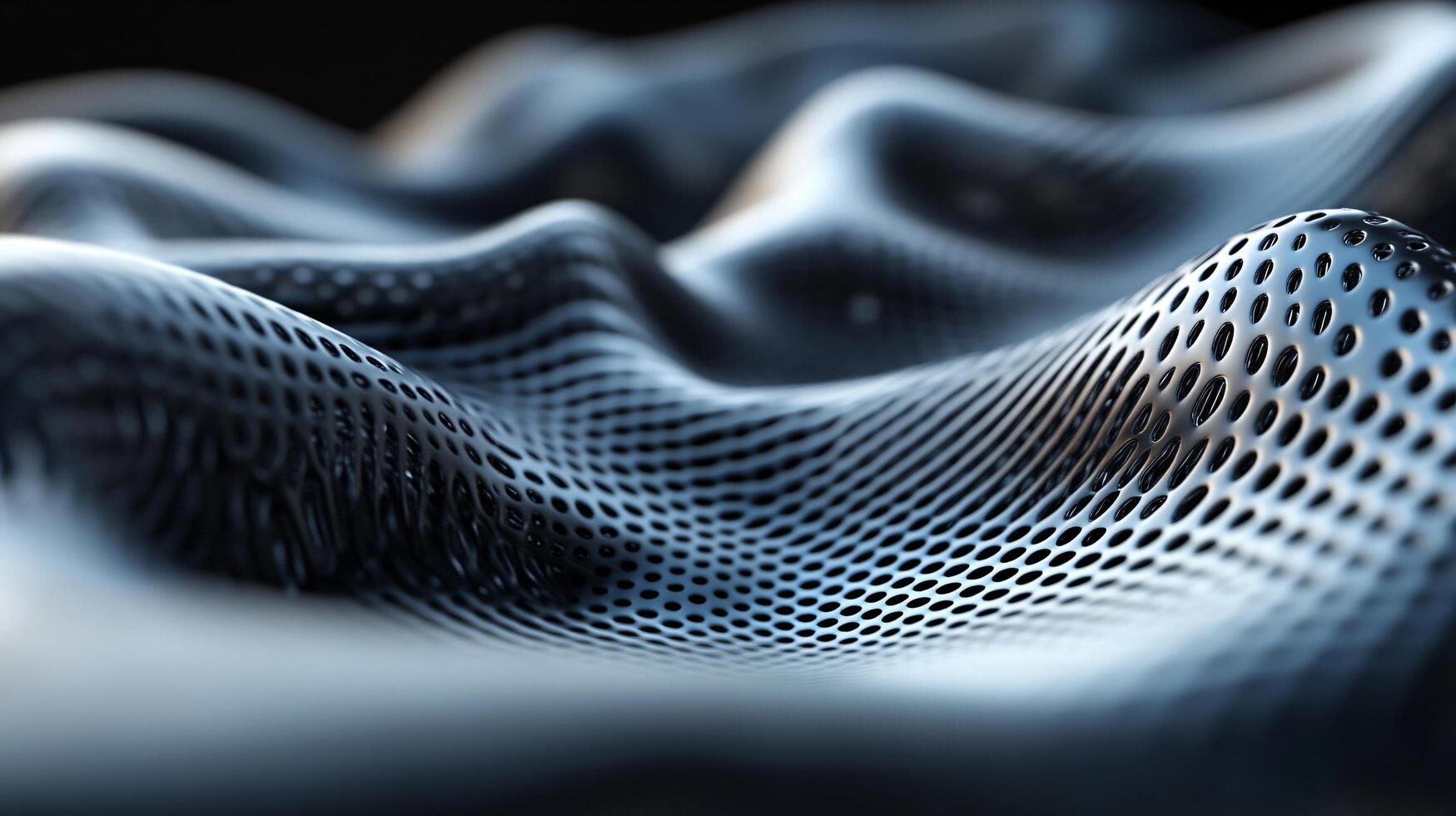 Black and white image of a wave with a lot of dots. The image has a futuristic and abstract feel to it photo
