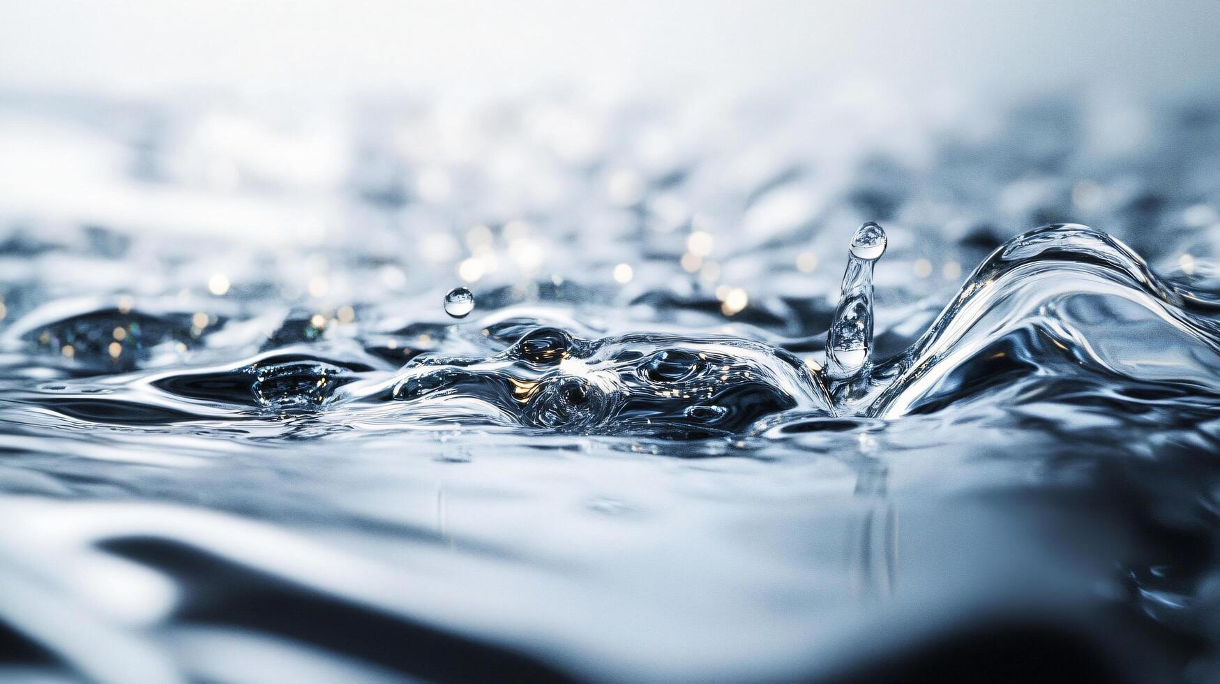 Splash of water in the ocean. The water is calm and clear. The splash is small and the water is still photo