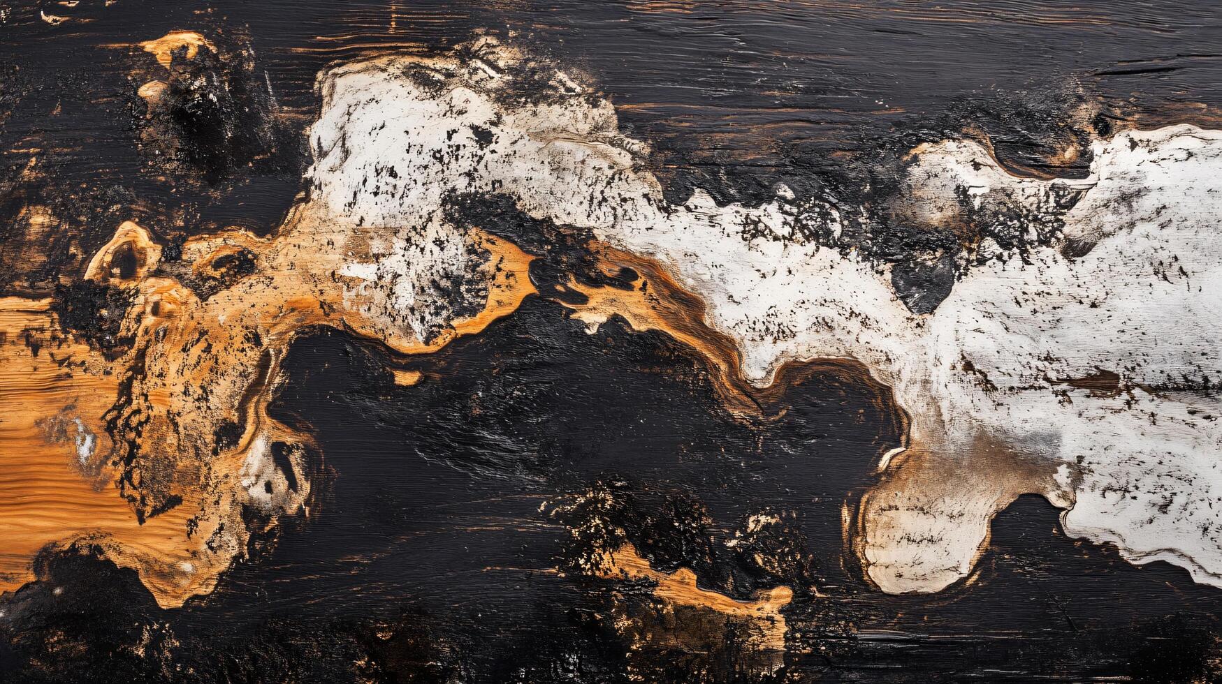The painting is a black and white piece with a lot of texture and a mix of brown and white colors. The brushstrokes are visible, giving the painting a sense of depth and dimension photo