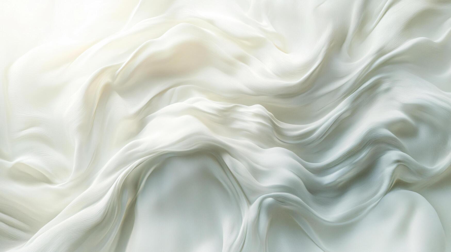 White fabric with a pattern of waves is displayed. The fabric is made of a smooth, silky material and has a subtle, elegant design. The waves are arranged in a way that creates a sense of movement photo