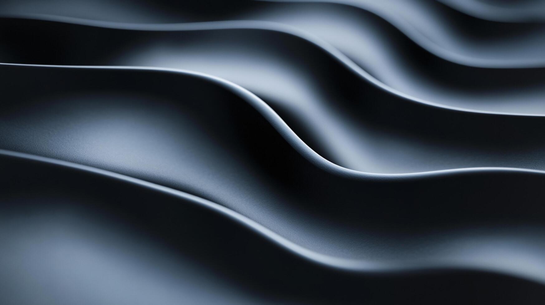 The image is a close up of a black fabric with a wave pattern. The fabric is made of a shiny material and has a smooth texture. The waves are very prominent and seem to be moving in a fluid motion photo
