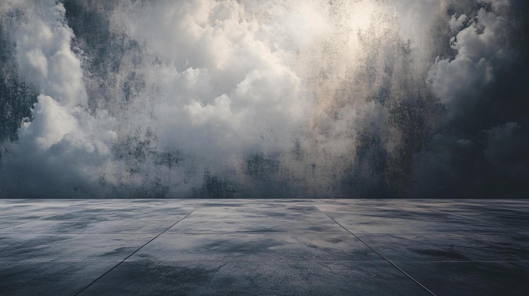 Cloudy sky with a large splash of water. The sky is dark and the water is white photo