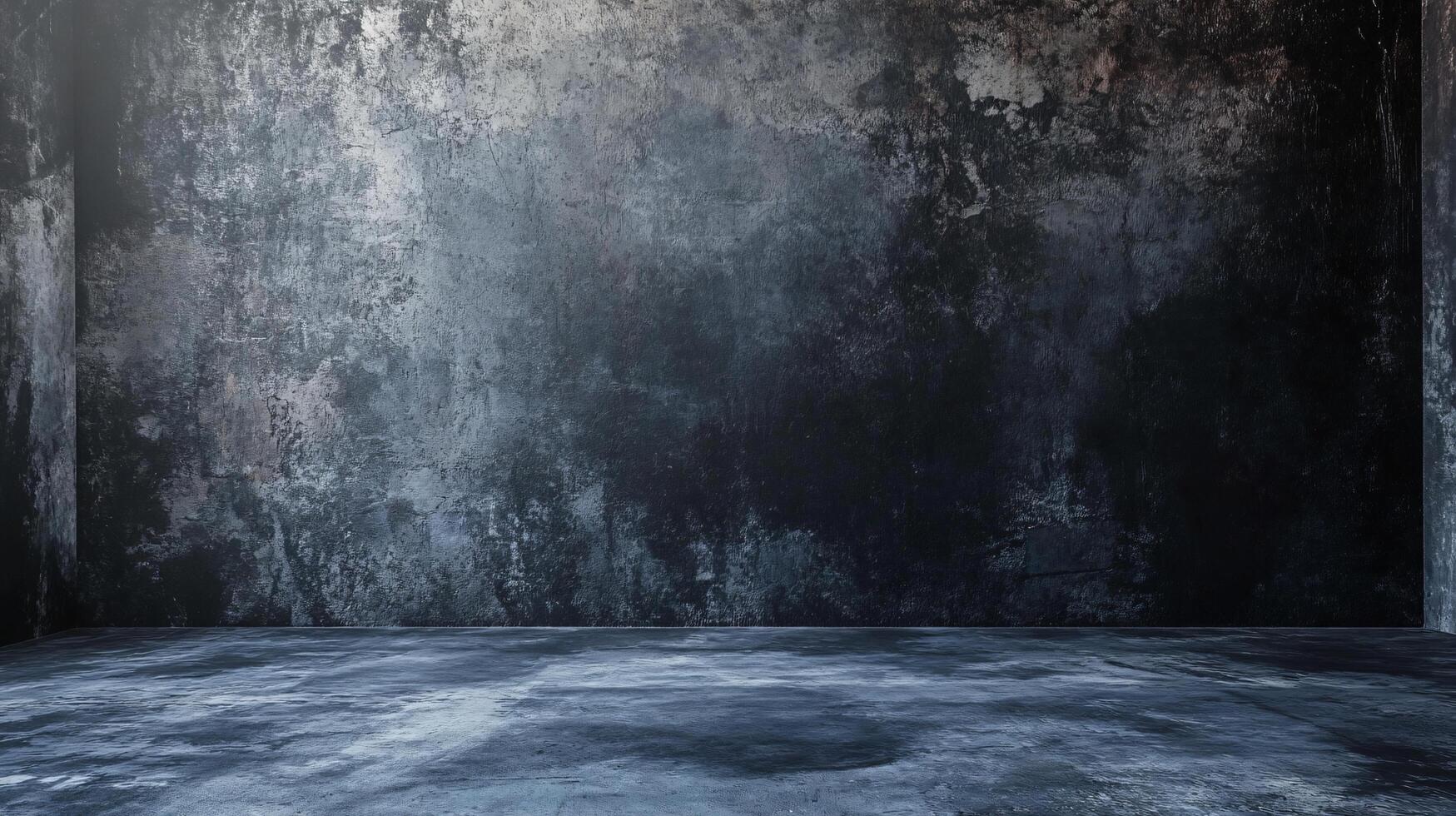 Large, empty room with a grey wall. The room is bare and empty, with no furniture or decorations. The grey wall gives the room a cold, sterile feel photo