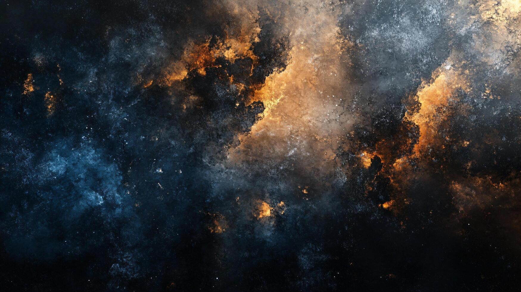 Space scene with a blue and orange sky. The sky is filled with stars and the colors are vibrant photo