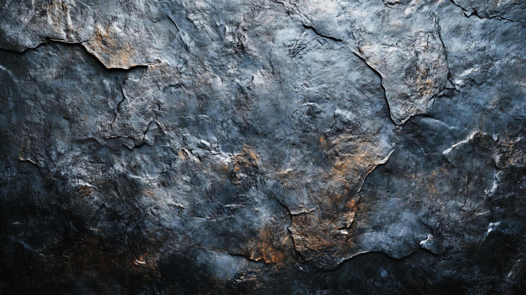 Rough, textured surface with a blue and orange hue. The image has a moody, industrial feel to it photo