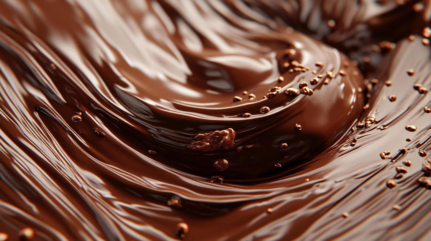 Swirl of chocolate with a lot of chocolate chips. The chocolate is thick and rich, and the chocolate chips are scattered throughout the chocolate. Concept of indulgence and decadence photo