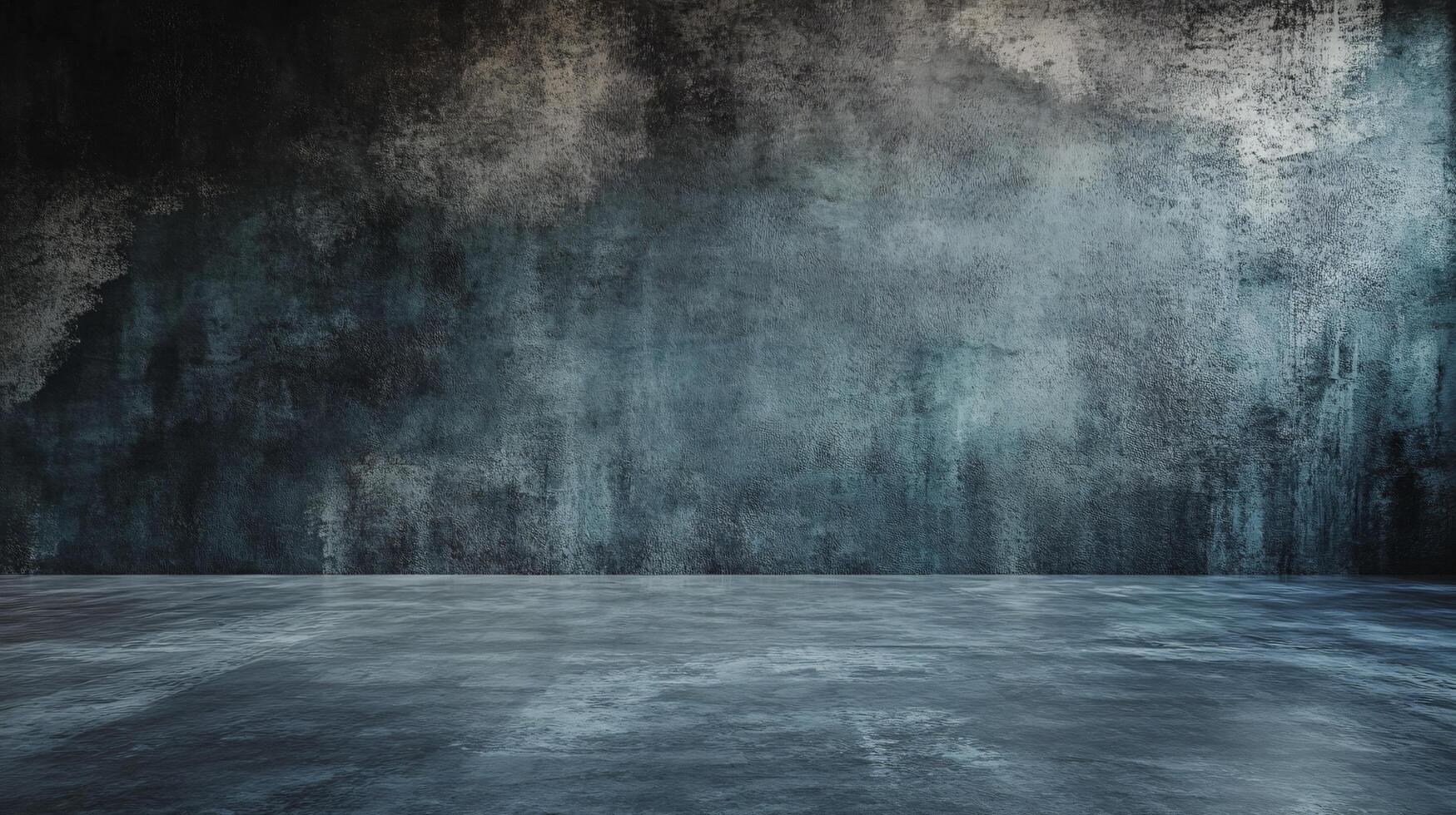 Large wall with a grey and blue paint job. The wall is empty and has a lot of texture photo