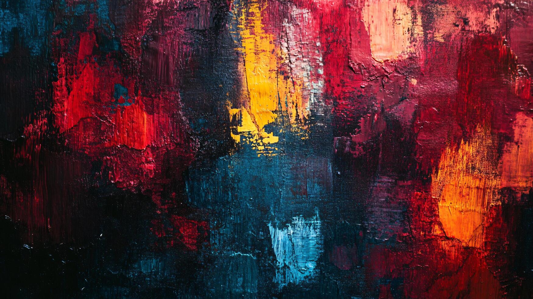 Colorful painting with splatters of paint on it. The painting is abstract and has a lot of different colors. The mood of the painting is chaotic and energetic photo