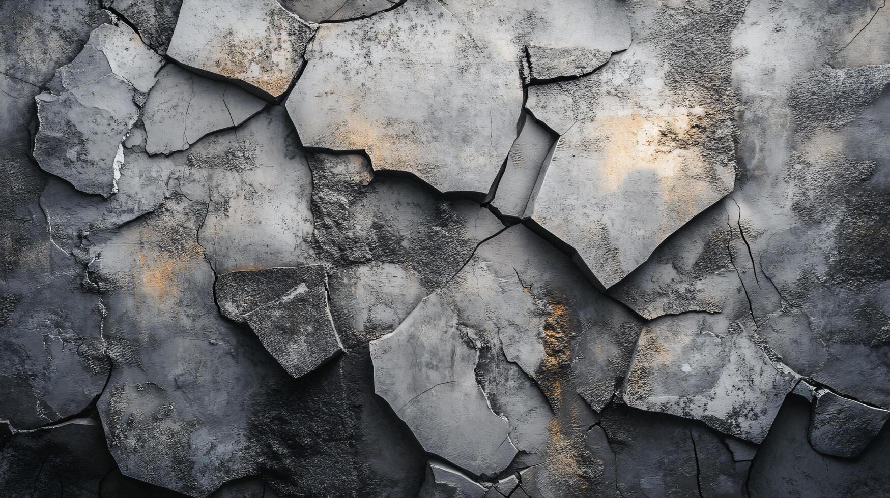 The image is a close up of a wall with a lot of cracks and holes. The wall appears to be made of concrete and has a rough texture. The cracks and holes give the wall a sense of decay and abandonment photo