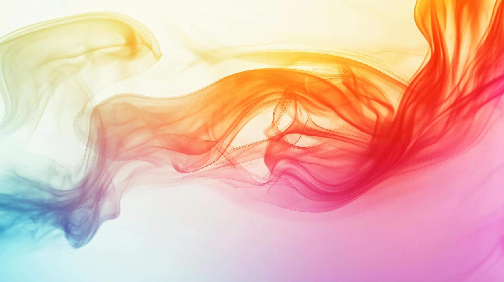 Colorful smokey background with a red and orange flame. The smoke is flowing in a rainbow pattern photo