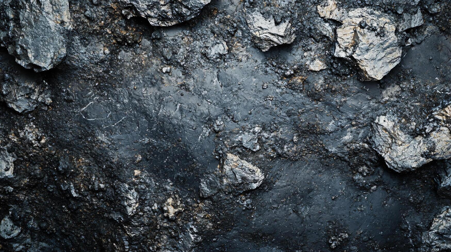 Rocky surface with a lot of dirt and debris. The rocks are scattered all over the ground, and the dirt is mixed in with them. Scene is rugged and untamed, with a sense of chaos and disorder photo