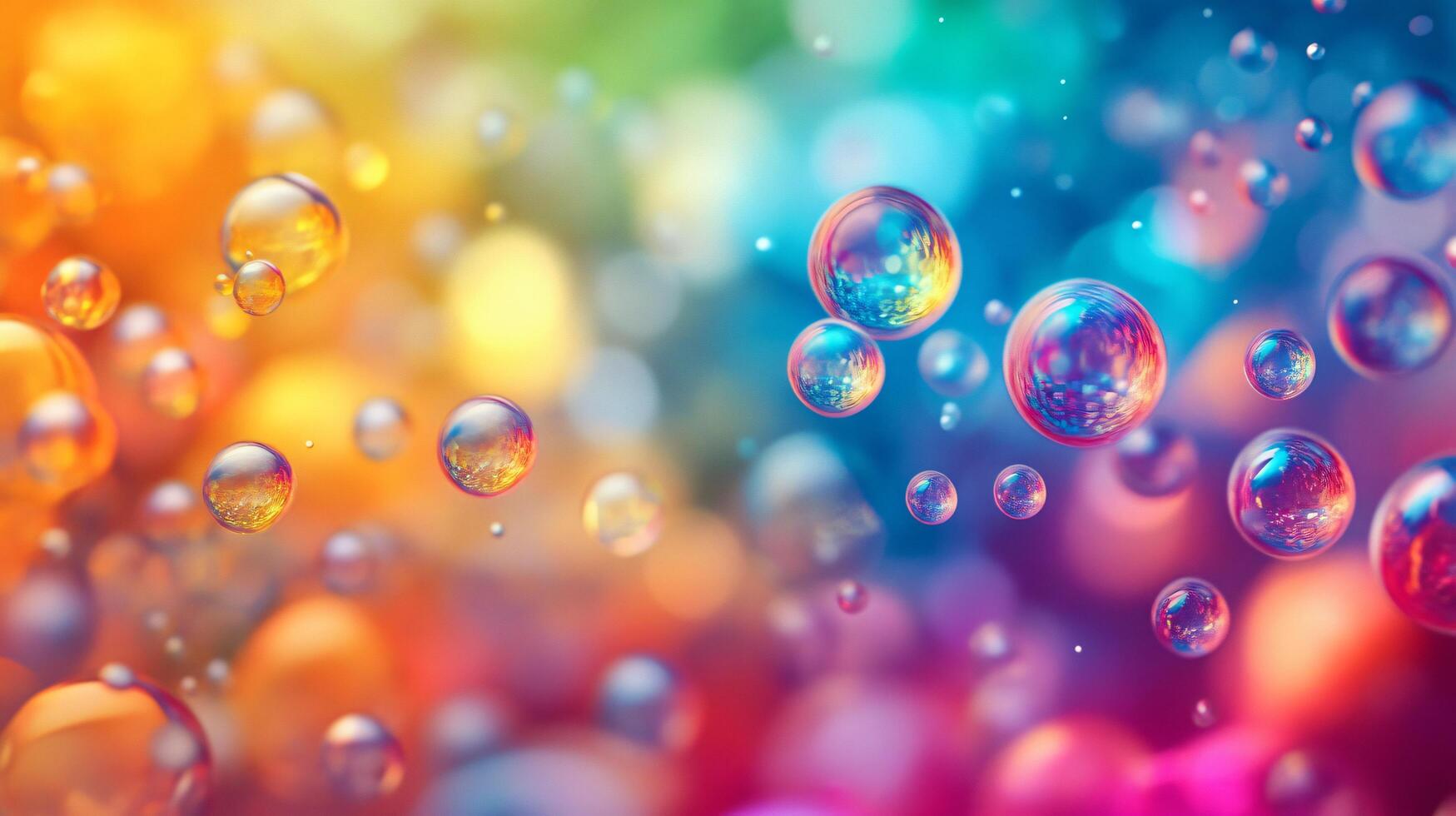 Colorful image of many small bubbles floating in the air. The bubbles are of different colors and sizes, creating a vibrant and lively atmosphere. Concept of joy and playfulness photo