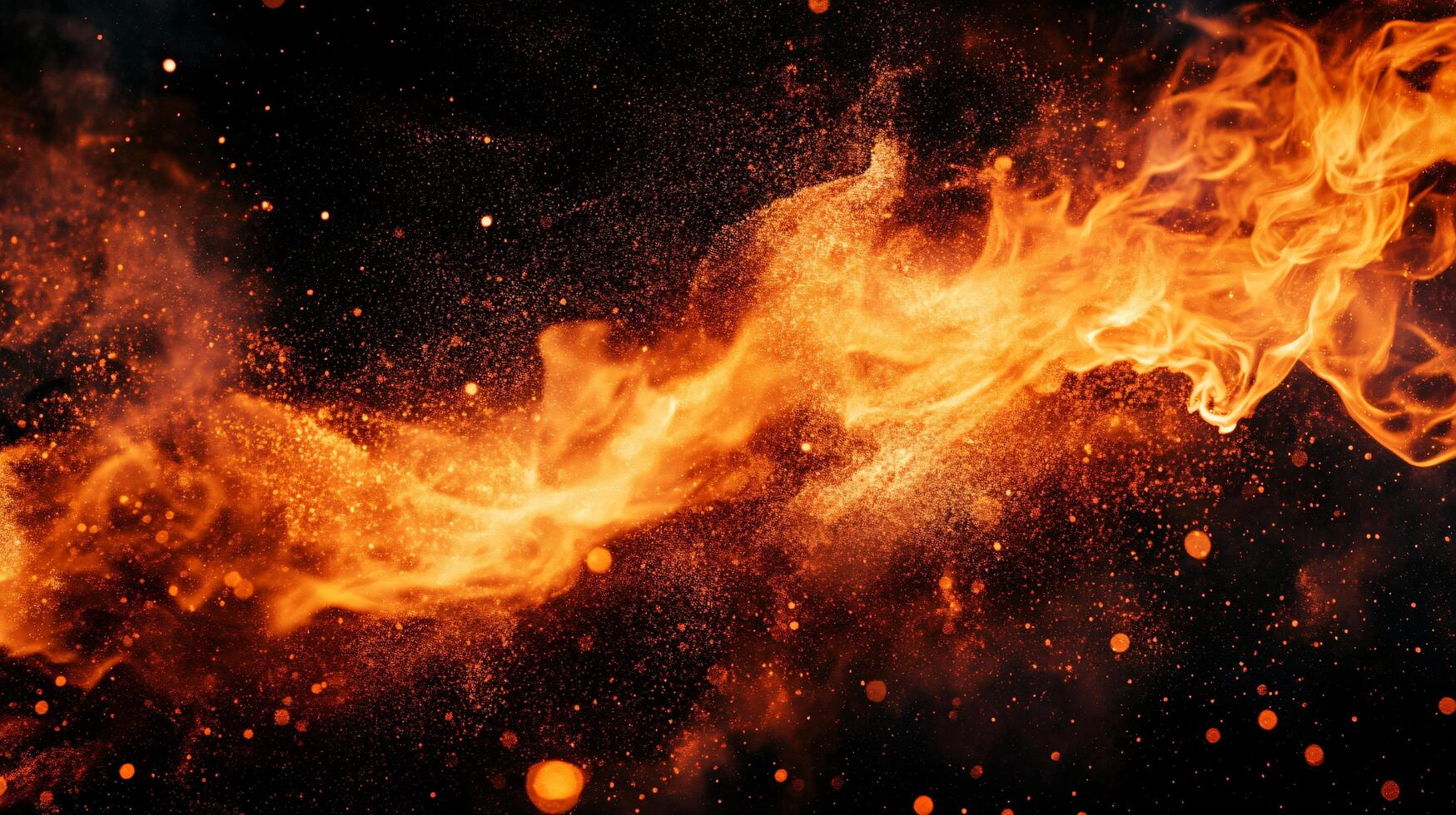 Fiery orange stream of light is shooting through the sky. The image is a representation of the beauty and power of fire, and it evokes a sense of awe and wonder photo